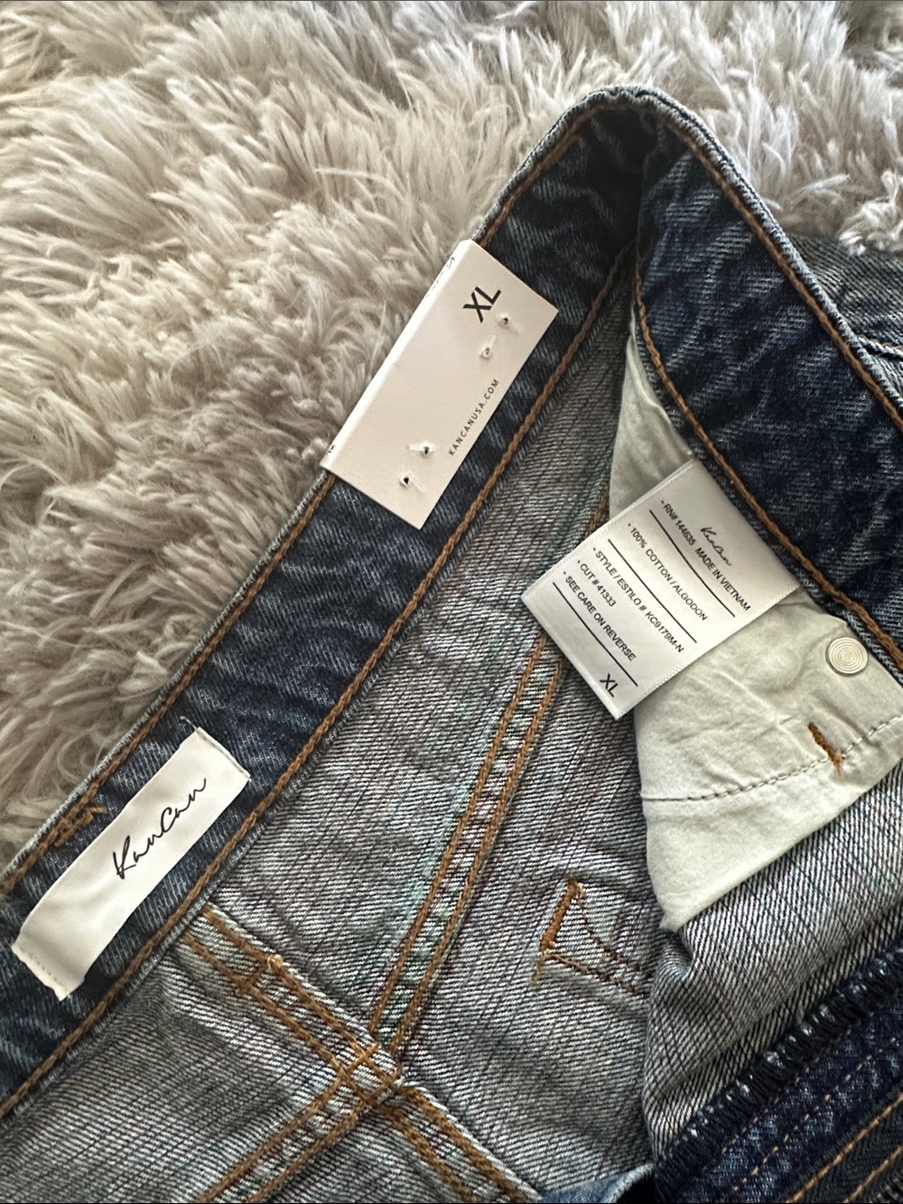 KanCan Light Blue Distressed Denim Jean Shorts with Rainbow Patch - Picture 5 of 6